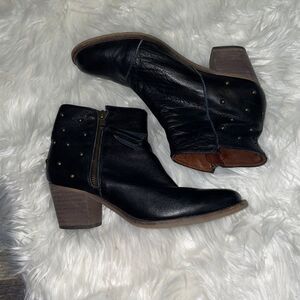Eric Michael Black Leather Studded Ankle Bootie